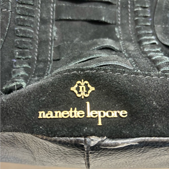 Nenette Lepore Black Handbag Purse Velour - Picture 4 of 8
